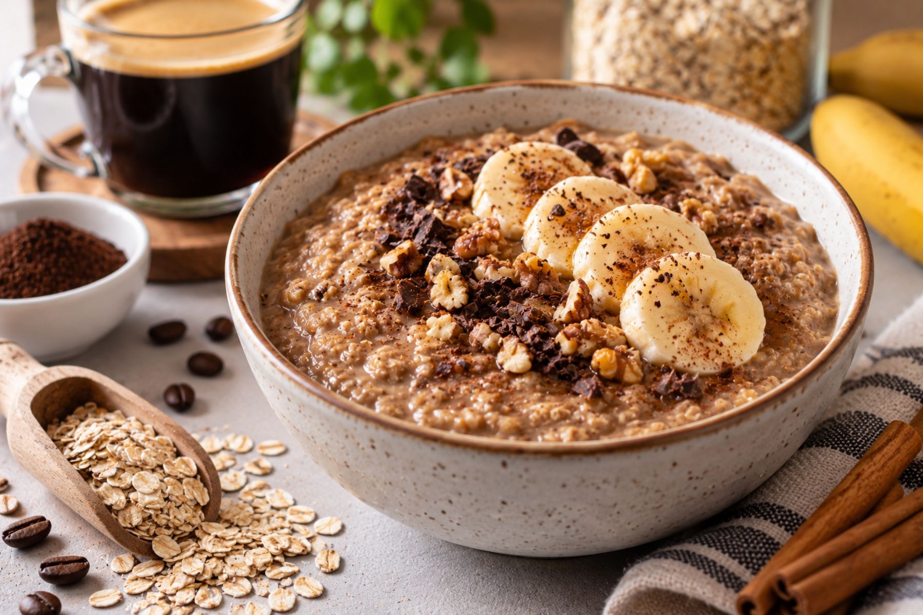 Receta rápida de avena con café para un desayuno alternativo