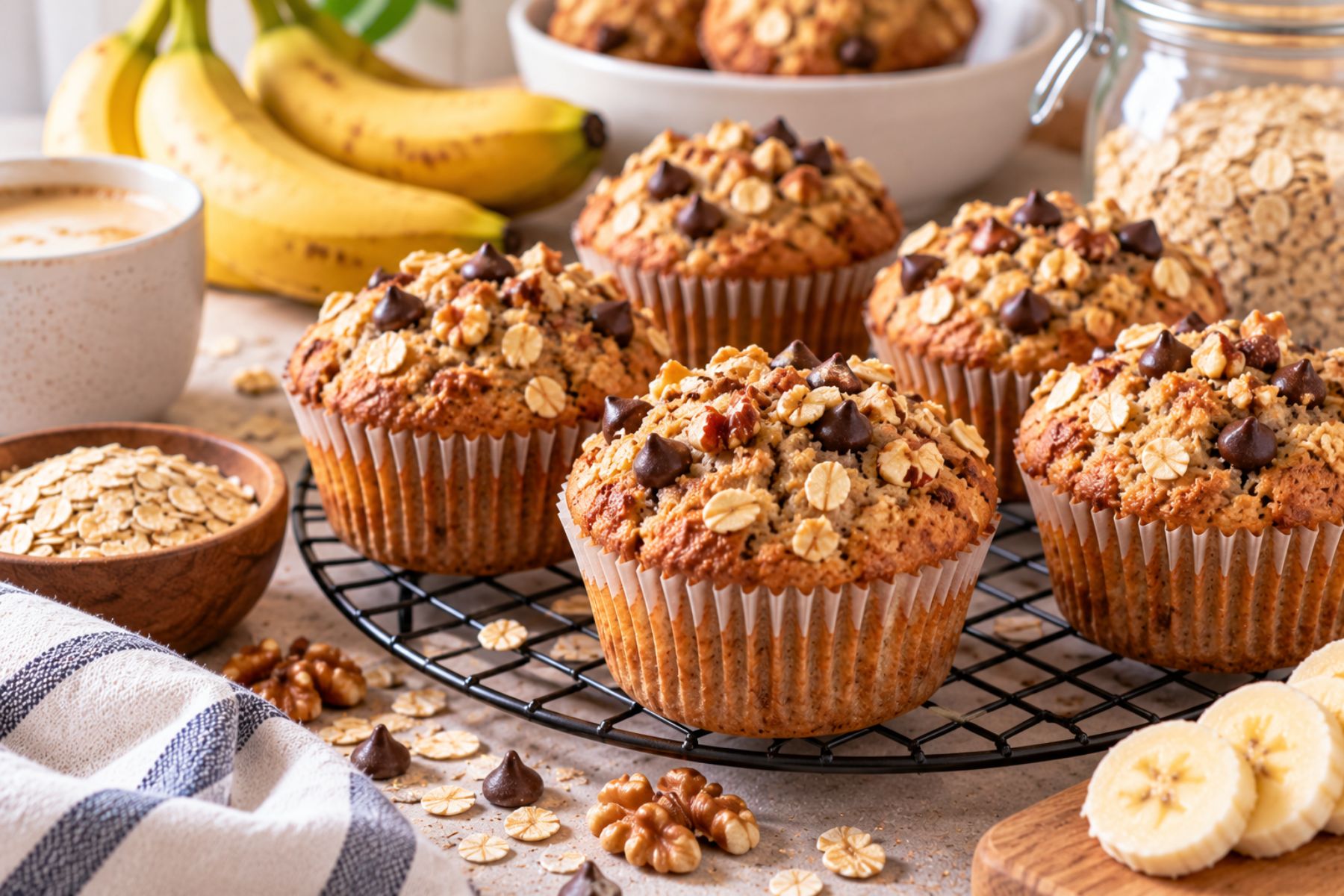 Receta fácil de muffins de banana y avena para toda la semana