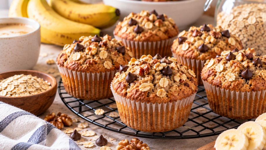 Muffins de avena y plátano caseras. Foto ilustrativa.
