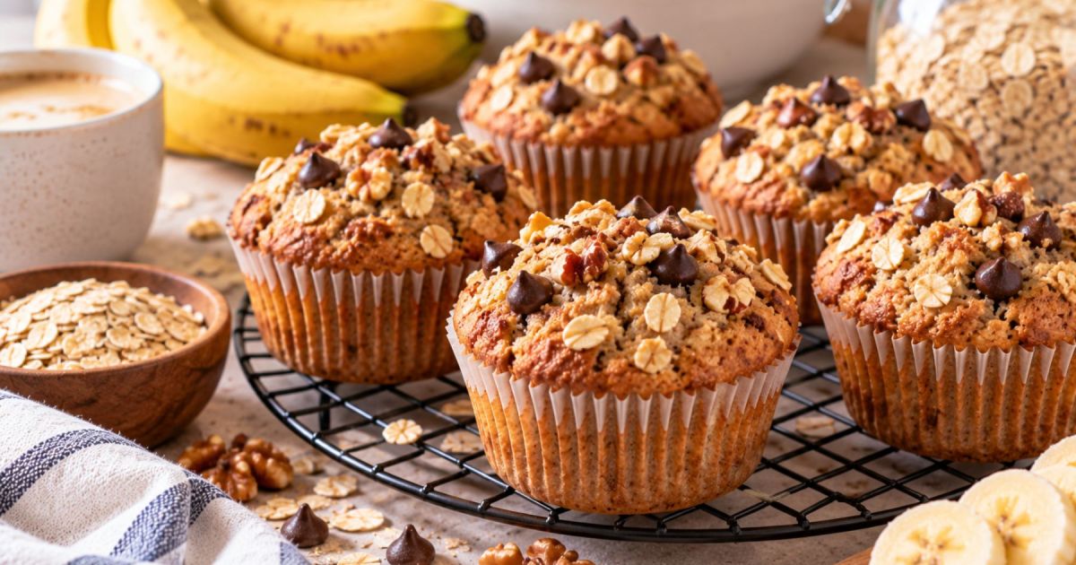 Receta fácil de muffins de banana y avena para toda la semana