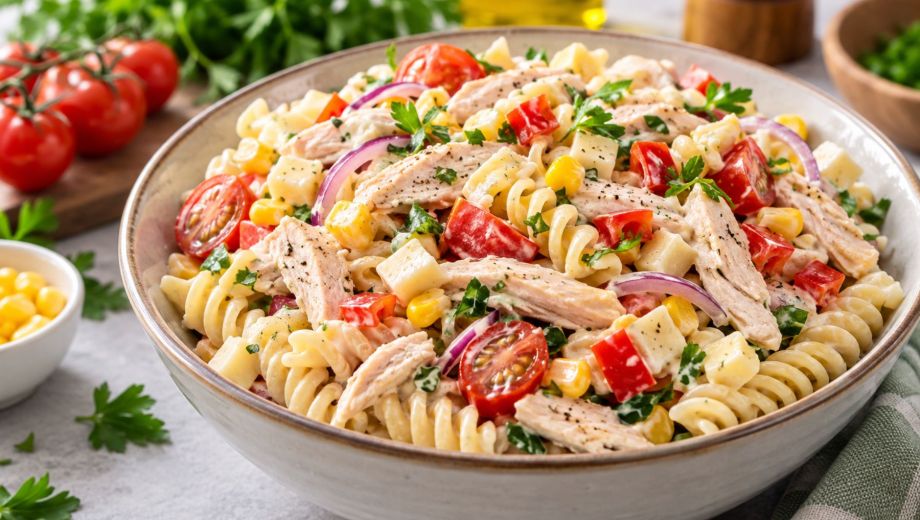Ensalada cremosa de pasta y pollo. Foto: ilustrativa.