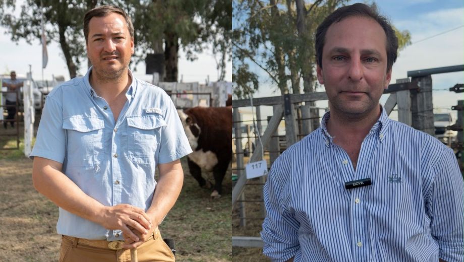 Javier De Ezcurra y Francisco Quiroga, los responsables de evaluar las pistas de Hereford y Angus, respectivamente, durante la Expo Rural Conesa. 