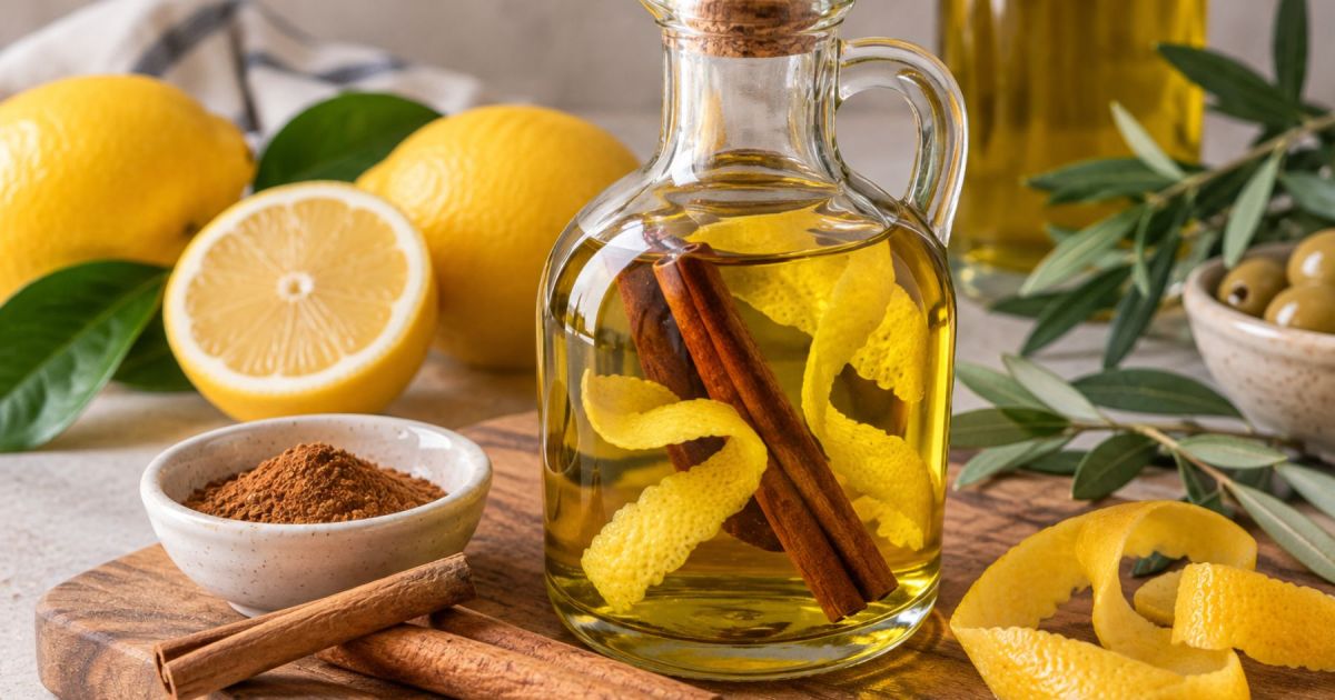 Beneficios de mezclar aceite de oliva, canela y cáscara de limón