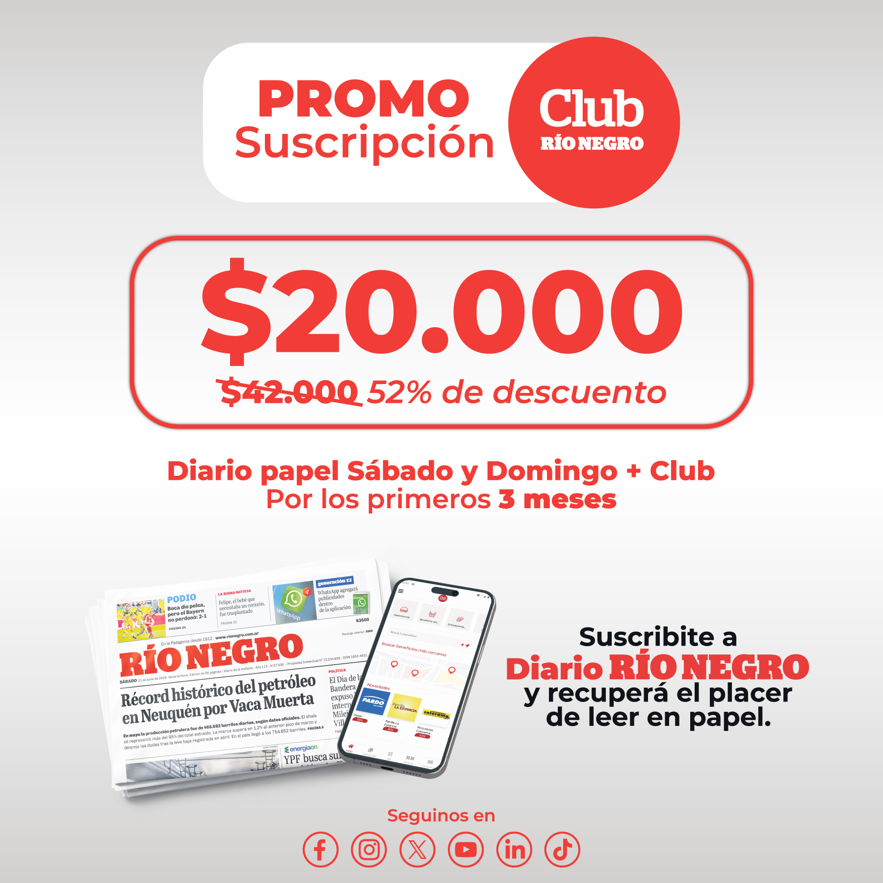 Promo Suscripción Diario Río Negro + Club Río Negro