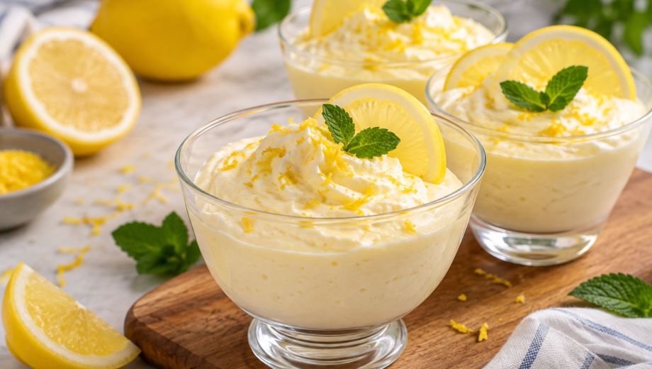 Mousse de limón y menta.