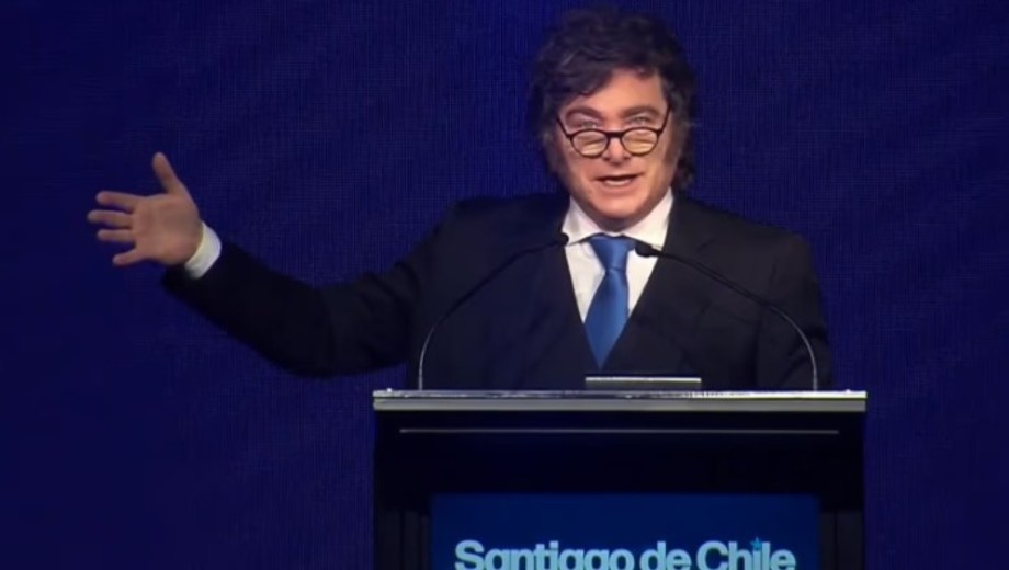 El presidente Javier Milei brindó un discurso en Chile. Foto: NA. 