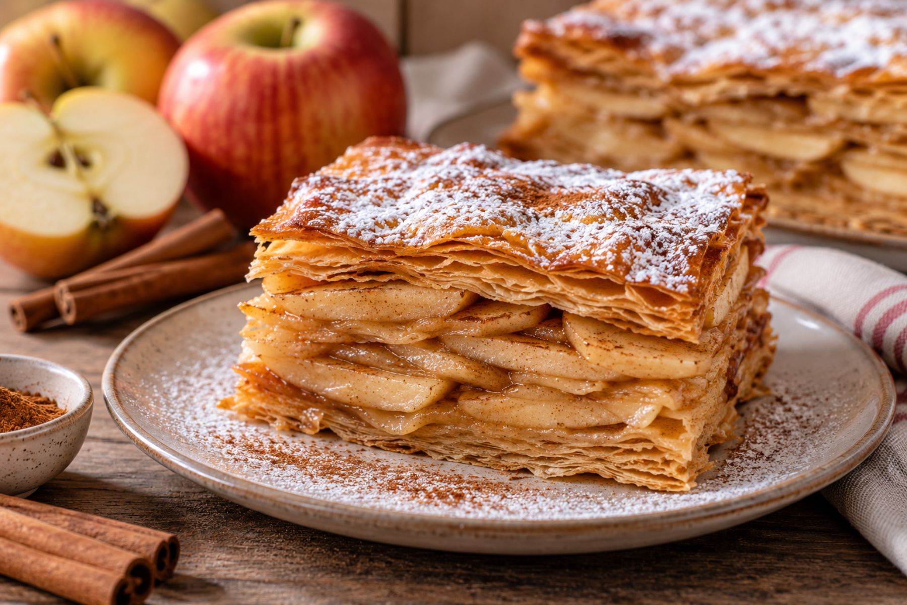 Receta de mil hojas de manzana y canela: un postre sencillo y delicioso