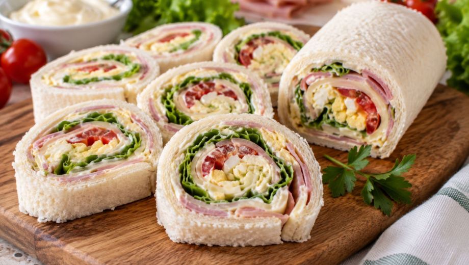 Rollitos de sándwich con jamón y queso. Foto ilustrativa.