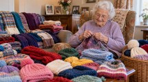 Imagen de Empezó a tejer a los 89 para donar a personas necesitadas: seis años después, había hecho más de 1200 gorros