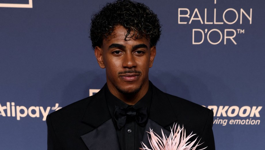 Spain and Barcelona forward Lamine Yamal poses upon their arrival to attend the 2026 Ballon d'Or France Football award ceremony at the Palladium Theatre in London on October 26, 2026. (Photo by Toby Shepheard / AFP)