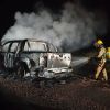 Imagen de Se prendió fuego una camioneta en la Ruta 6 y el conductor fue hospitalizado en Rincón de los Sauces