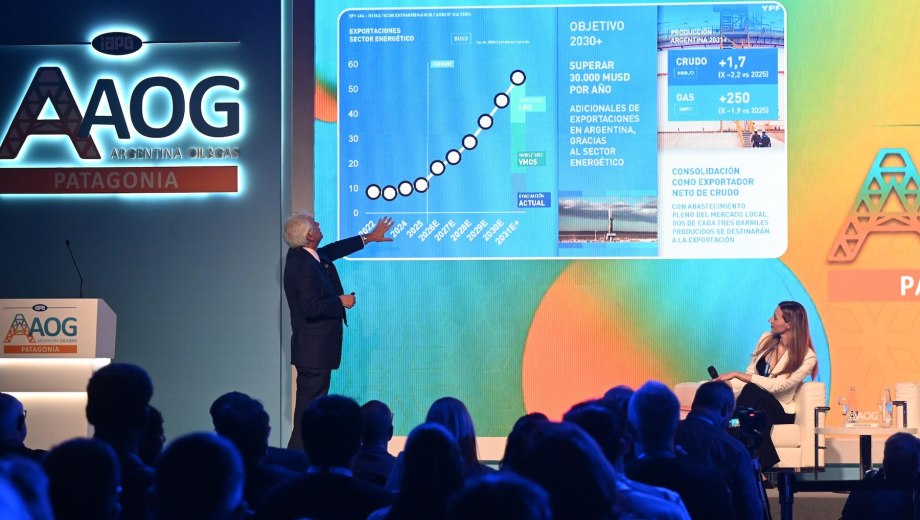 El Salón Tromen del Espacio DUAM, durante la tercera jornada de AOG Patagonia 2026. Hoy también será sede del último Encuentro con los CEOs. (Foto: Cecilia Maletti)
