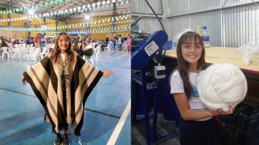 Tiene 11 años, le apasiona tejer y es la tejedora más joven de la Patagonia