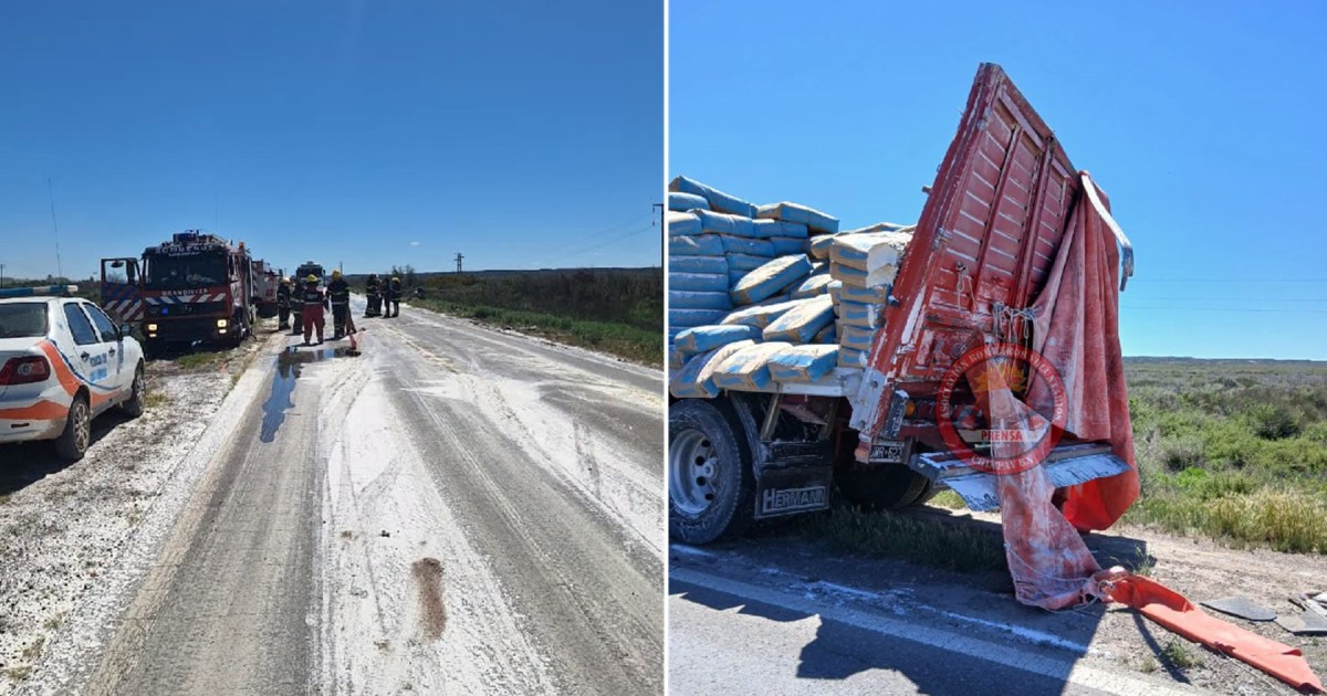 Colisión de dos camiones en Ruta 22 por esquivar un bache