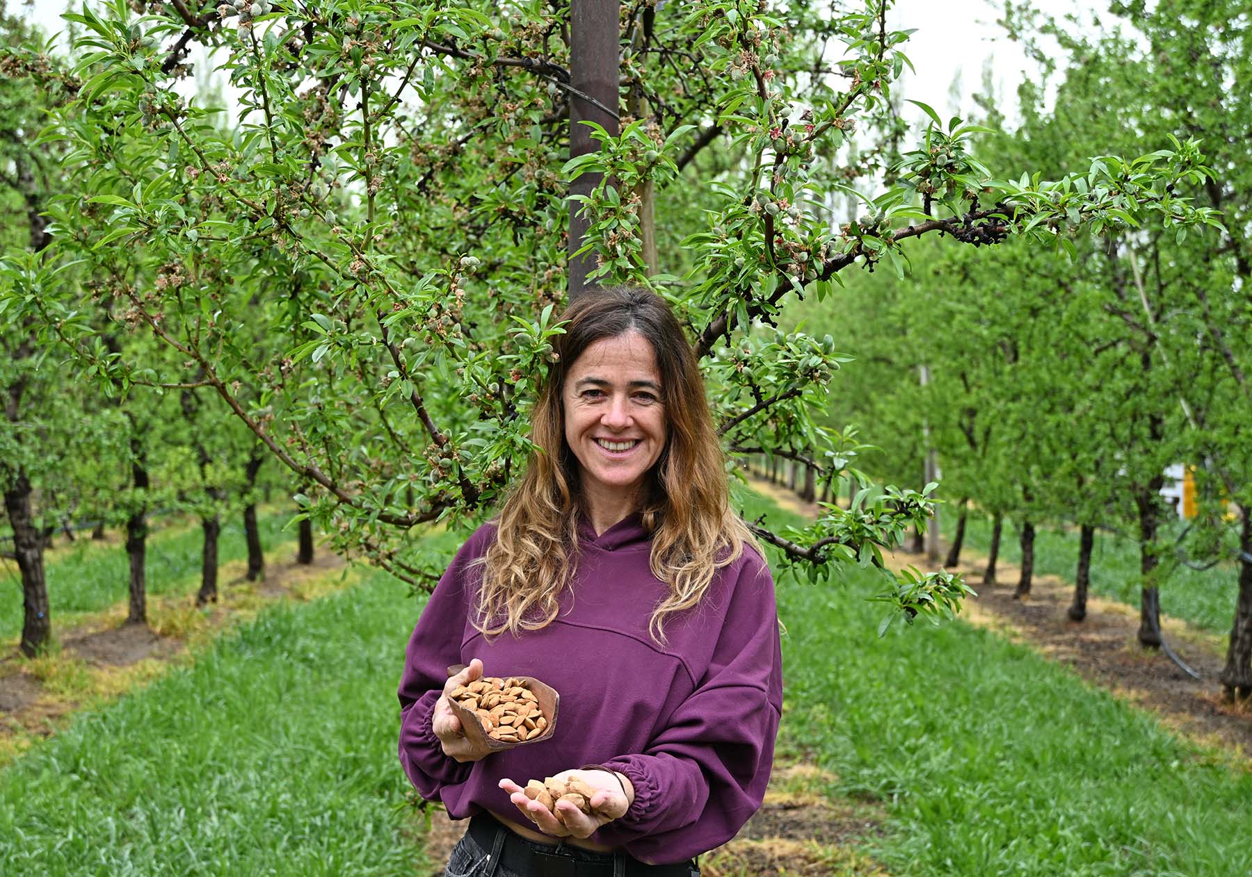 Virginia transforma su chacra en la Patagonia con un cultivo de almendras