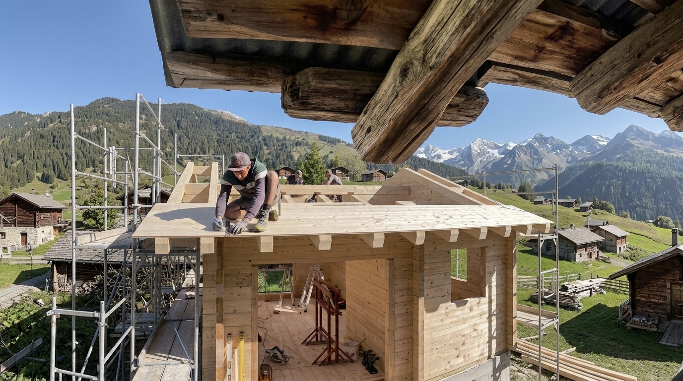 Un carpintero de Neuquén aprende a construir casas tipo Lego en Suiza