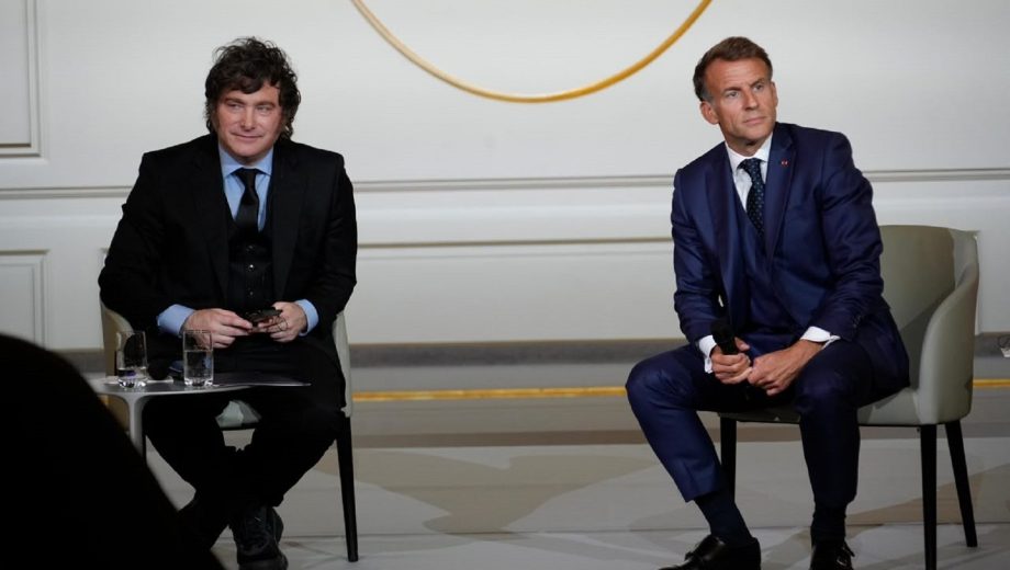 Javier Milei junto a Emmanuel Macron. Foto: Presidencia 