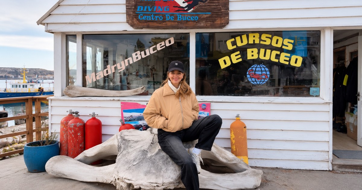 Marcela Kloosterboer nadó con lobos marinos en Puerto Madryn junto a sus hijos