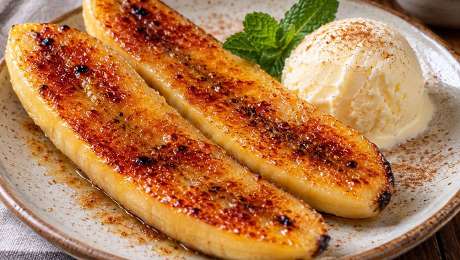 El plátano brûlée combina fruta caramelizada con una capa crocante de azúcar. Foto ilustrativa.