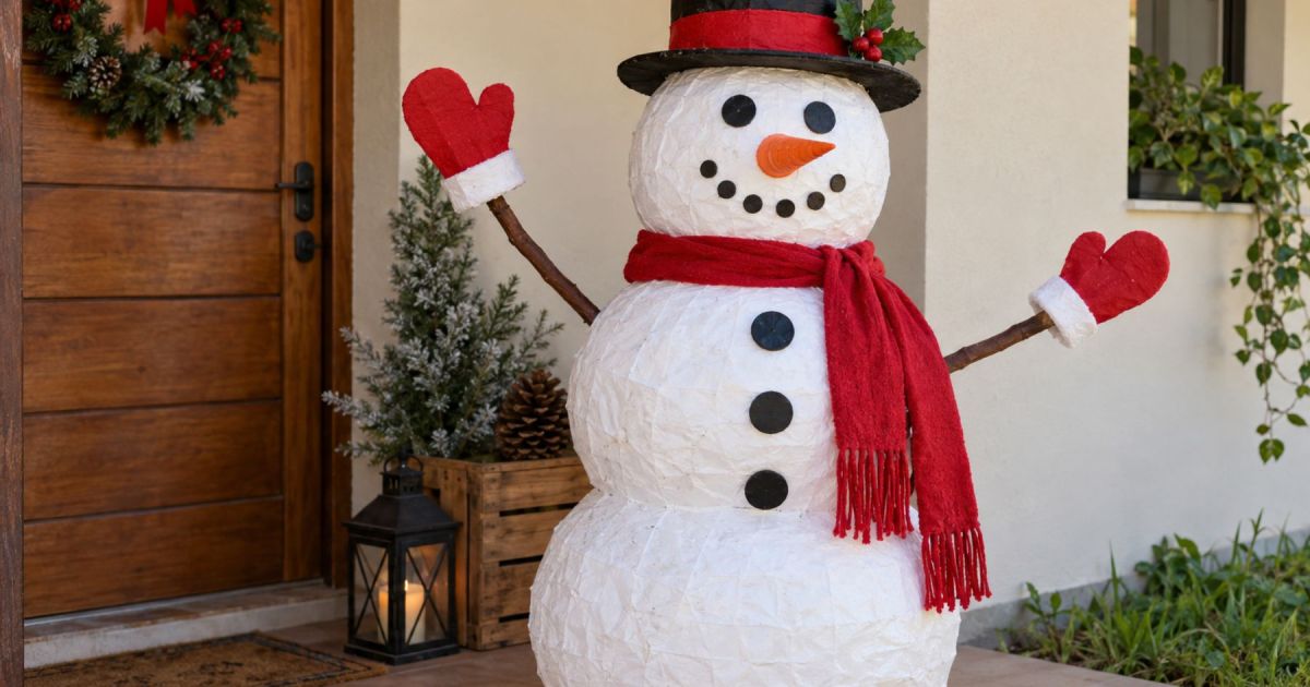 Cómo hacer un muñeco navideño gigante utilizando reciclaje