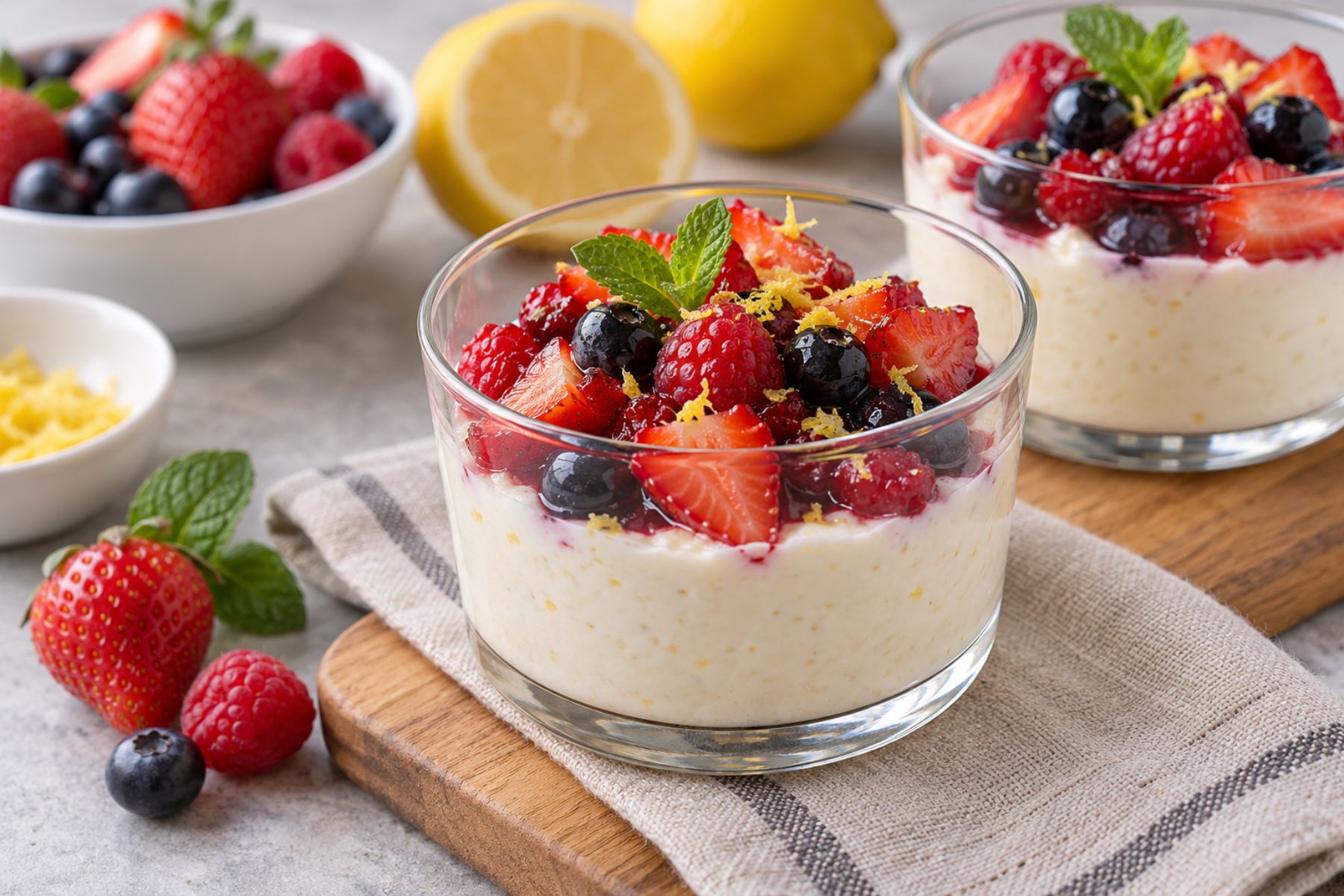 Postre fácil de ricota, limón y frutos rojos: fresco y saludable