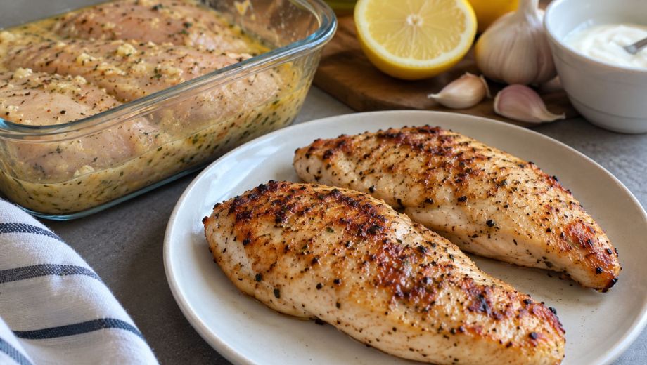Una marinada de yogur, limón, ajo y especias es el secreto para lograr una pechuga de pollo tierna y jugosa. Foto: ilustrativa.