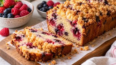 Budín crumble de frutos rojos: la receta fácil para una merienda con una cubierta crocante