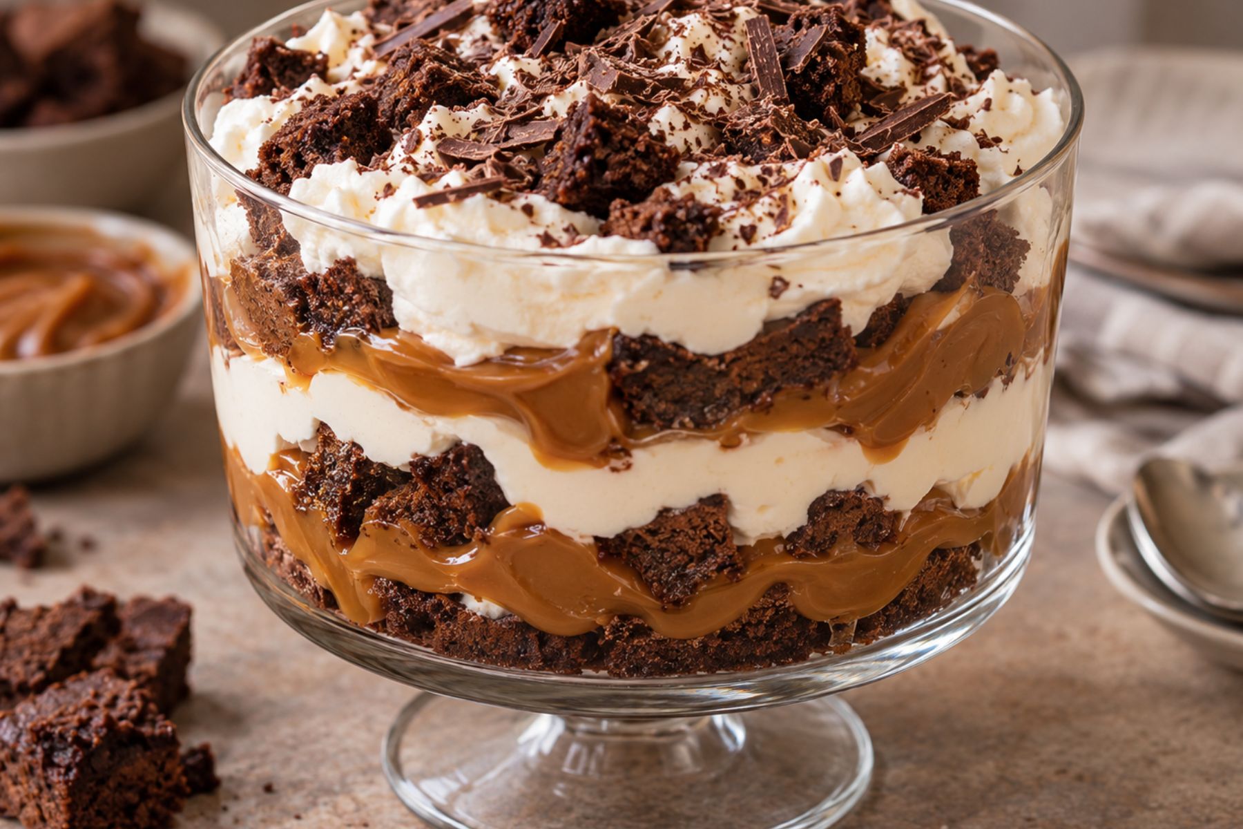 Triffle de dulce de leche y brownie: un postre fácil y delicioso