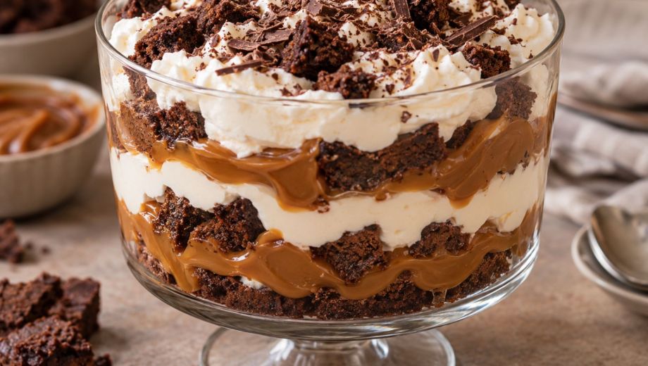 El triffle combina capas de brownie, dulce de leche y crema en un postre ideal para compartir. Foto ilustrativa.