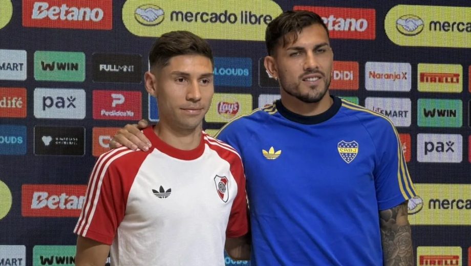 Gonzalo Montiel y Leandro Paredes representaron a River y Boca en la conferencia de prensa realizada en abril. (Foto: Archivo/LPF)