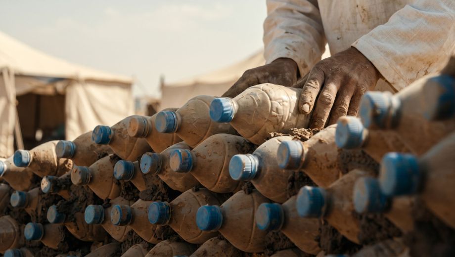Tateh Lehbib Breica desarrolló el prototipo de viviendas con botellas rellenas de arena en un campamento de refugiados saharauis.