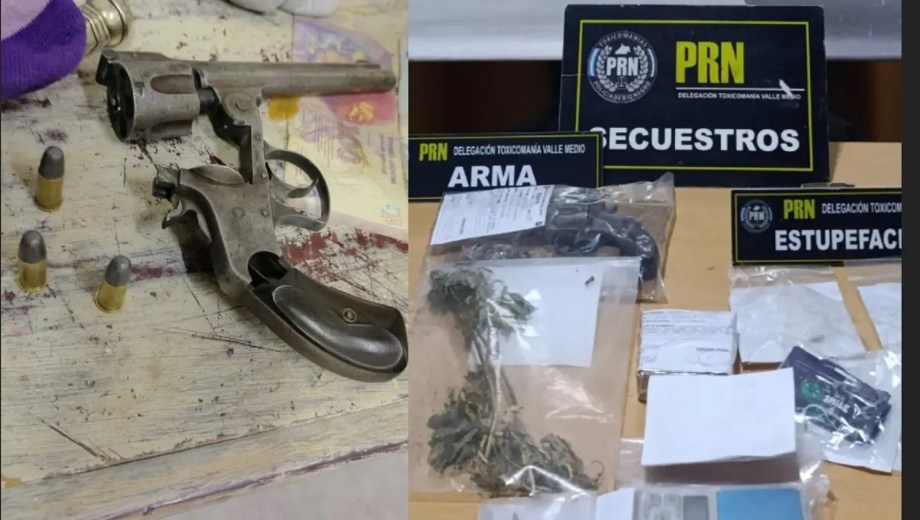 Golpe al narcomenudeo en Choele Choel: secuestran drogas, un revólver y casi 100 municiones
