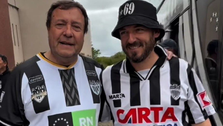 Alberto Weretilneck y Rodrigo Buteler, en apoyando al club Cipolletti. Foto: Captura video. 