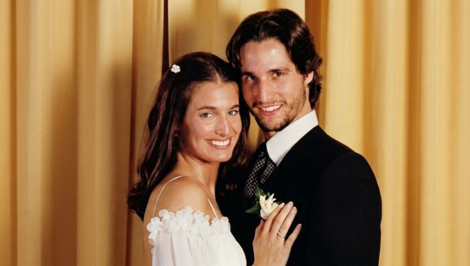 Dario Giordano y Romina Yan en su casamiento. 