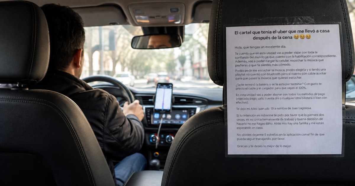 El mensaje de un chofer de Uber que emociona y se vuelve viral