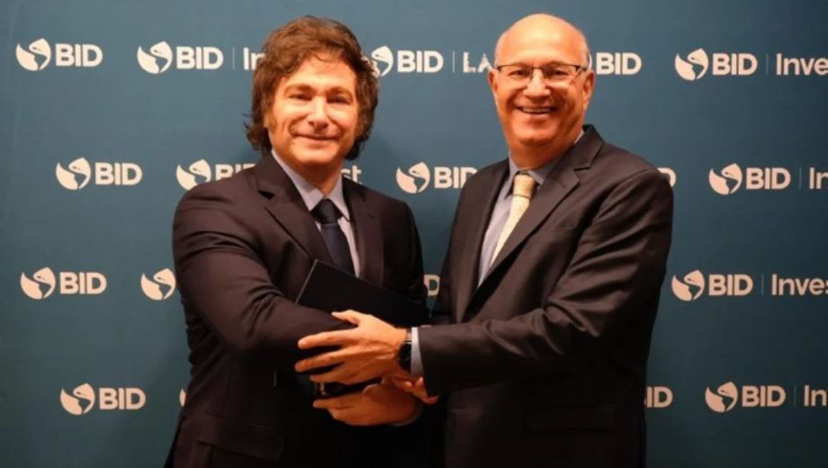 Javier Milei junto al presidente del BID. Foto: Gentileza NA,