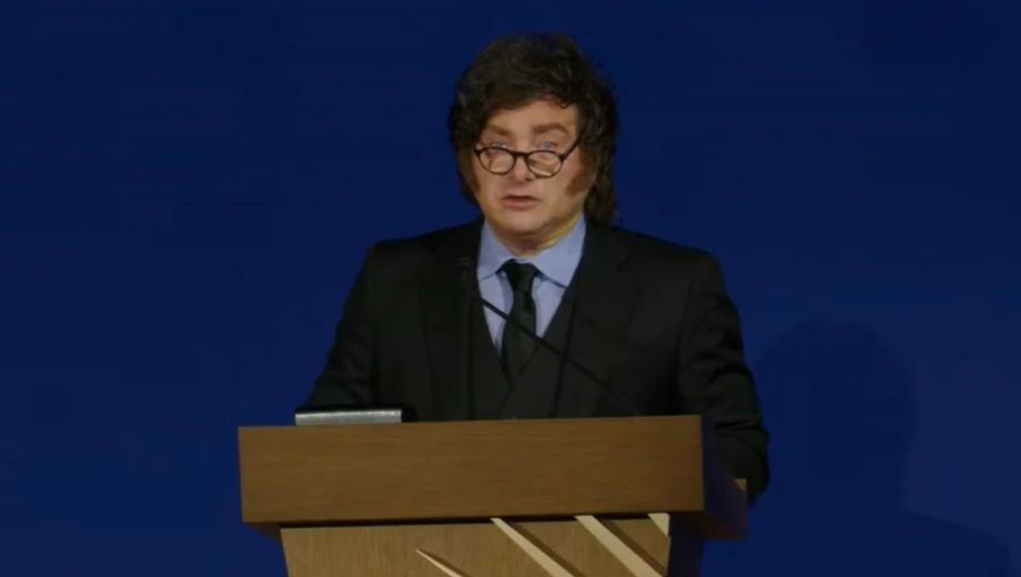 Javier Milei ante la Cámara de Comercio de Estados Unidos.
