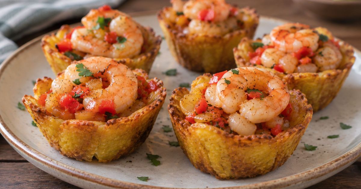 Canastitas de plátano y camarones: receta caribeña para sorprender
