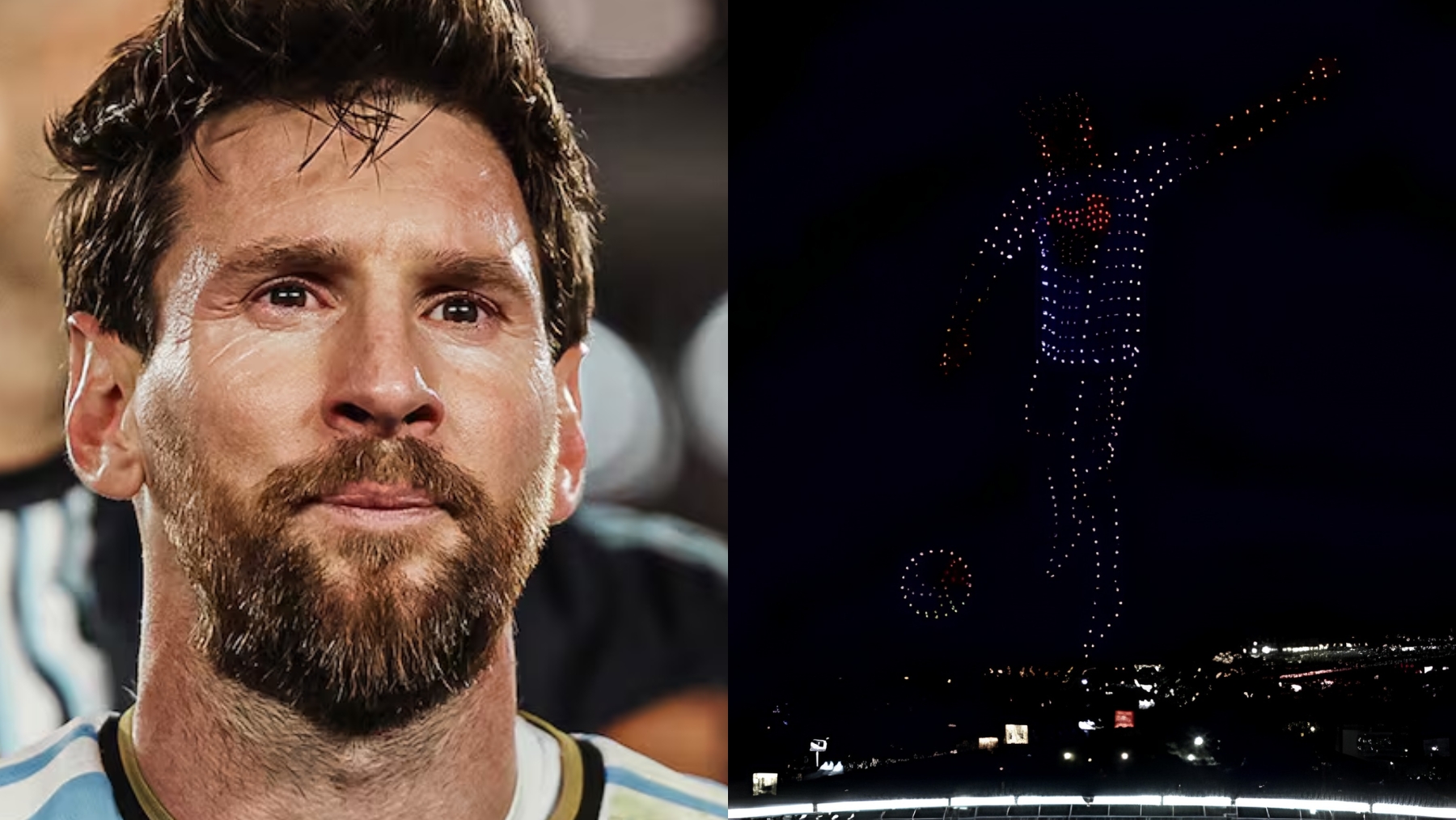 Memes y polémica en la despedida de Messi por un show de drones