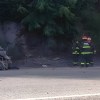 Imagen de Impactante choque sobre la Ruta 40 entre un auto y un colectivo: un hombre resultó gravemente herido
