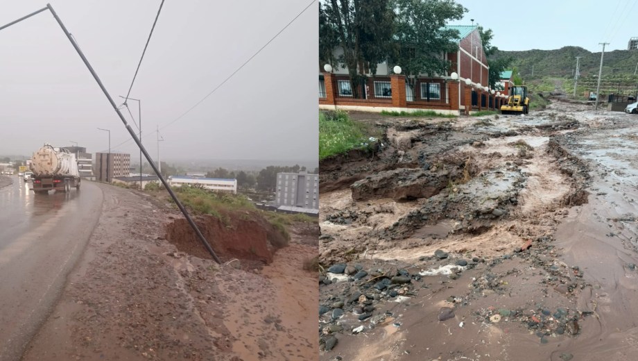 El paso del temporal por Añelo este jueves 22. Foto: Gentileza municipio de Añelo. 