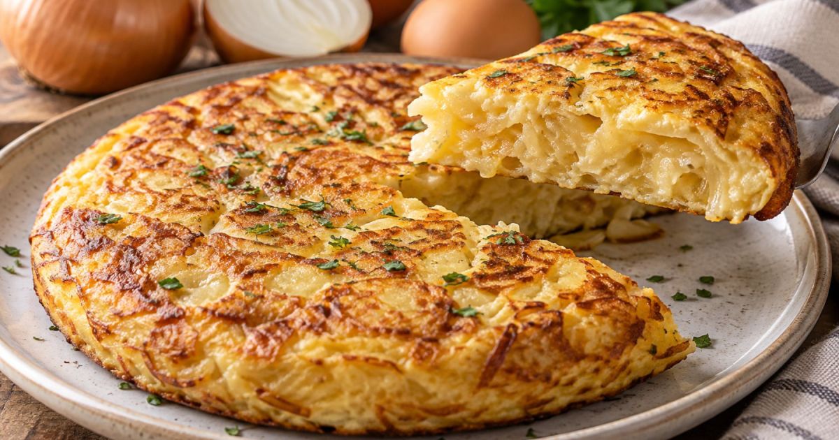 Receta: tortilla de cebolla y huevo sin harina en pocos minutos