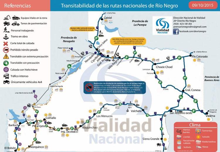 Consultá el estado de las rutas en la región