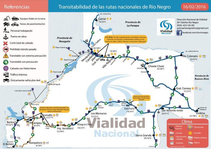 Precaución por desvíos con señalamiento vertical en las rutas 22 y 23